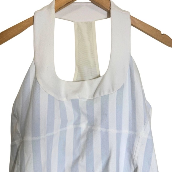 Lululemon White & Blue Striped Scoop Neck Racerback Tank – Size 12 - Picture 2 of 10